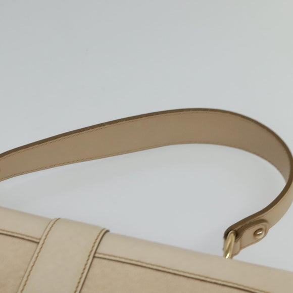 Salvatore Ferragamo Gancini Hand Bag Leather 2way Beige Gold Auth MX417