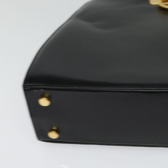 Salvatore Ferragamo Gancini Shoulder Bag Leather Black Gold Auth MX418