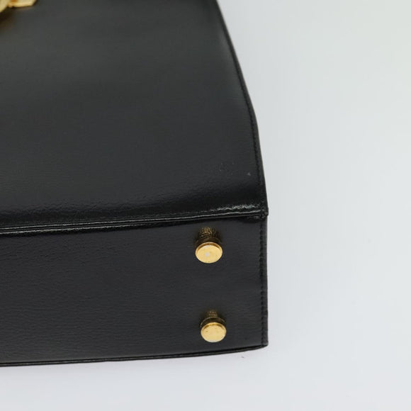 Salvatore Ferragamo Gancini Shoulder Bag Leather Black Gold Auth MX418