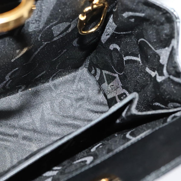 Salvatore Ferragamo Gancini Shoulder Bag Leather Black Gold Auth MX418