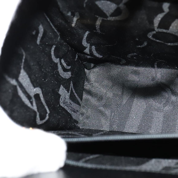 Salvatore Ferragamo Gancini Shoulder Bag Leather Black Gold Auth MX418