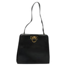 Salvatore Ferragamo Gancini Shoulder Bag Leather Black Gold Auth MX418-13