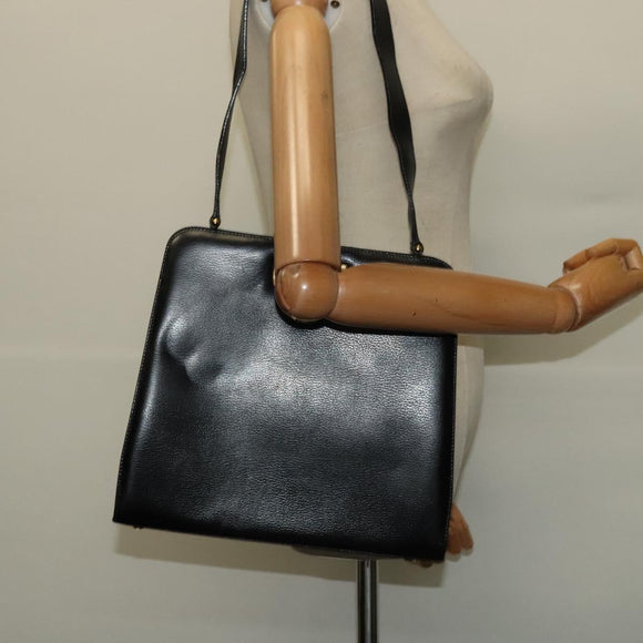 Salvatore Ferragamo Gancini Shoulder Bag Leather Black Gold Auth MX418