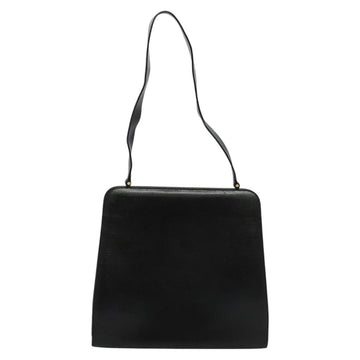 Salvatore Ferragamo Gancini Shoulder Bag Leather Black Gold Auth MX418 - 0