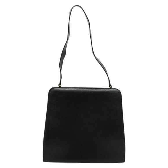 Salvatore Ferragamo Gancini Shoulder Bag Leather Black Gold Auth MX418