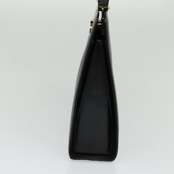 Salvatore Ferragamo Gancini Shoulder Bag Leather Black Gold Auth MX418