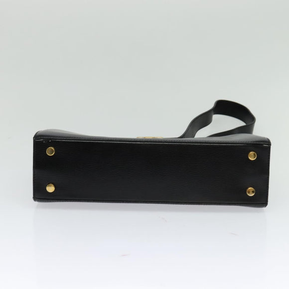 Salvatore Ferragamo Gancini Shoulder Bag Leather Black Gold Auth MX418