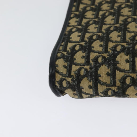 Christian Dior Trotter Canvas Shoulder Bag Navy Gold Auth MX421