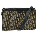 Christian Dior Trotter Canvas Shoulder Bag Navy Gold Auth MX421-1