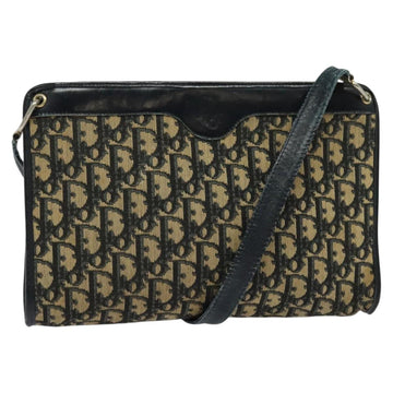 Christian Dior Trotter Canvas Shoulder Bag Navy Gold Auth MX421