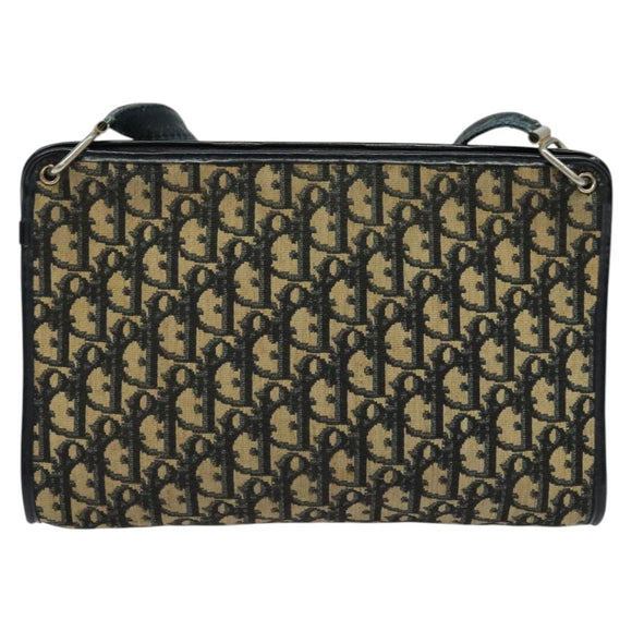 Christian Dior Trotter Canvas Shoulder Bag Navy Gold Auth MX421