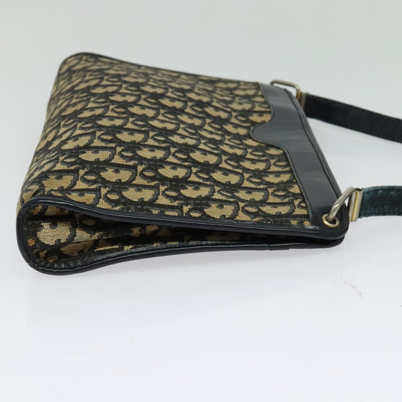 Christian Dior Trotter Canvas Shoulder Bag Navy Gold Auth MX421