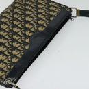 Christian Dior Trotter Canvas Shoulder Bag Navy Gold Auth MX421-6