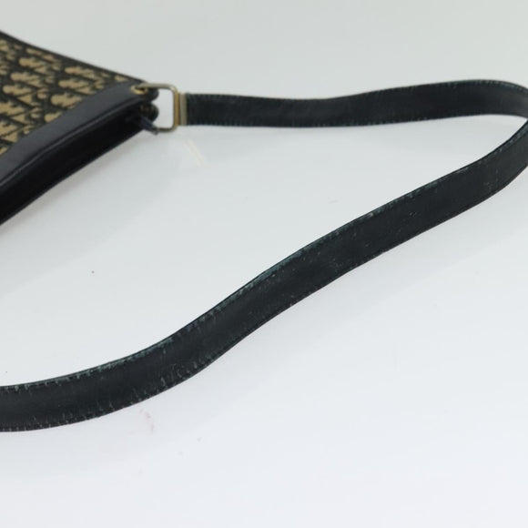 Christian Dior Trotter Canvas Shoulder Bag Navy Gold Auth MX421