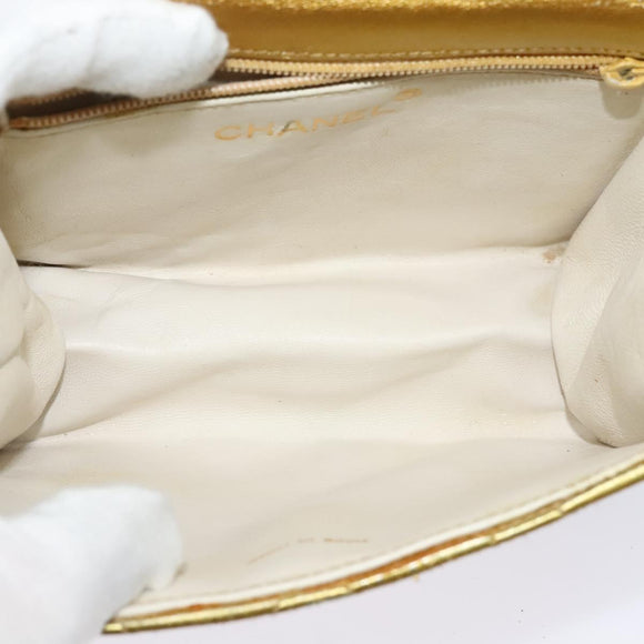 CHANEL Matelasse Chain Shoulder Bag Leather Gold CC Auth MX423