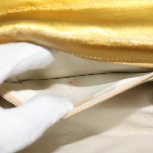 CHANEL Matelasse Chain Shoulder Bag Leather Gold CC Auth MX423