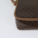 CELINE Macadam Canvas Circle Shoulder Bag PVC Leather Brown Gold Auth MX424-15
