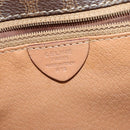 CELINE Macadam Canvas Circle Shoulder Bag PVC Leather Brown Gold Auth MX424-12