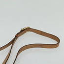 CELINE Macadam Canvas Circle Shoulder Bag PVC Leather Brown Gold Auth MX424-8