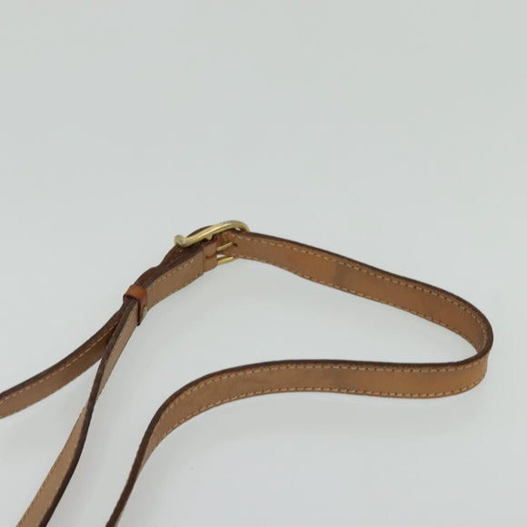 CELINE Macadam Canvas Circle Shoulder Bag PVC Leather Brown Gold Auth MX424