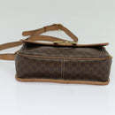 CELINE Macadam Canvas Circle Shoulder Bag PVC Leather Brown Gold Auth MX424-5