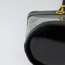 Salvatore Ferragamo Gancini Shoulder Bag Leather Vinyl Black Gold Auth MX425-9