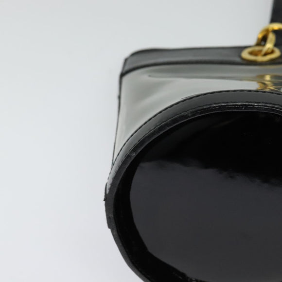 Salvatore Ferragamo Gancini Shoulder Bag Leather Vinyl Black Gold Auth MX425