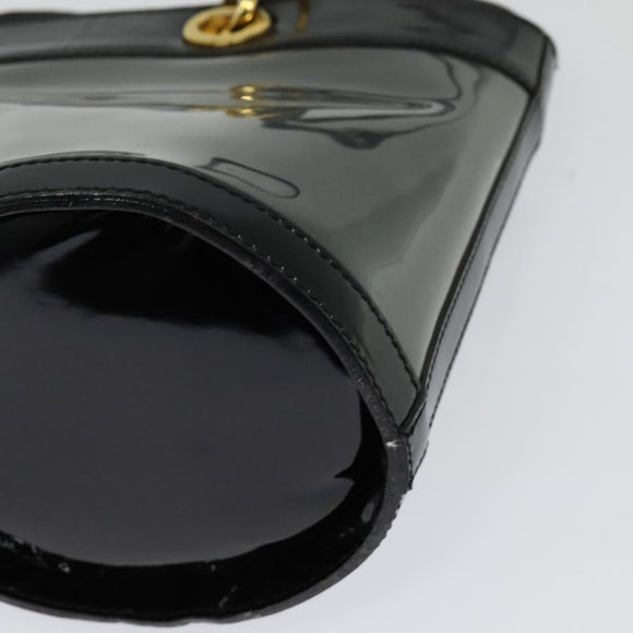 Salvatore Ferragamo Gancini Shoulder Bag Leather Vinyl Black Gold Auth MX425