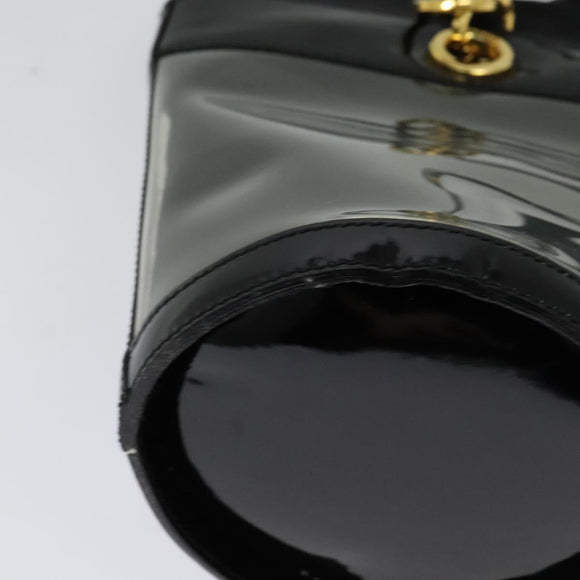 Salvatore Ferragamo Gancini Shoulder Bag Leather Vinyl Black Gold Auth MX425