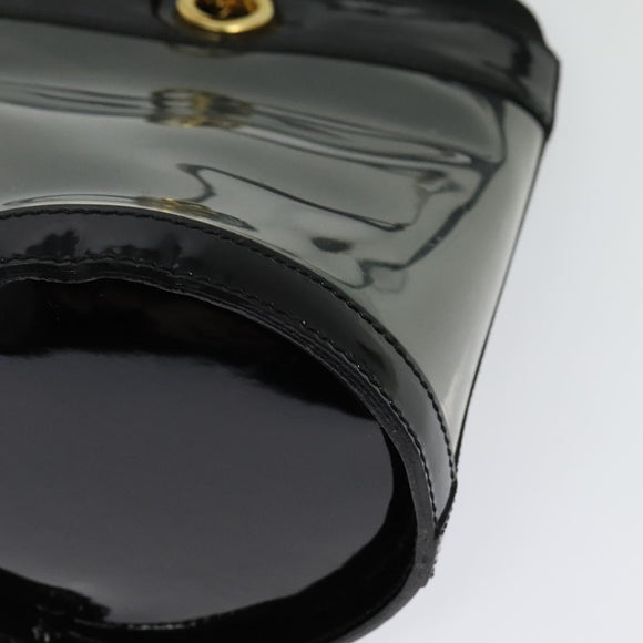 Salvatore Ferragamo Gancini Shoulder Bag Leather Vinyl Black Gold Auth MX425