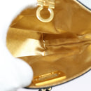 Salvatore Ferragamo Gancini Shoulder Bag Leather Vinyl Black Gold Auth MX425-17