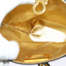 Salvatore Ferragamo Gancini Shoulder Bag Leather Vinyl Black Gold Auth MX425-18