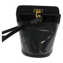 Salvatore Ferragamo Gancini Shoulder Bag Leather Vinyl Black Gold Auth MX425-13