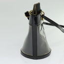 Salvatore Ferragamo Gancini Shoulder Bag Leather Vinyl Black Gold Auth MX425-3