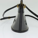 Salvatore Ferragamo Gancini Shoulder Bag Leather Vinyl Black Gold Auth MX425-4