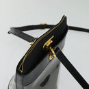 Salvatore Ferragamo Gancini Shoulder Bag Leather Vinyl Black Gold Auth MX425-6