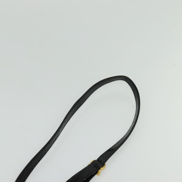 Salvatore Ferragamo Gancini Shoulder Bag Leather Vinyl Black Gold Auth MX425