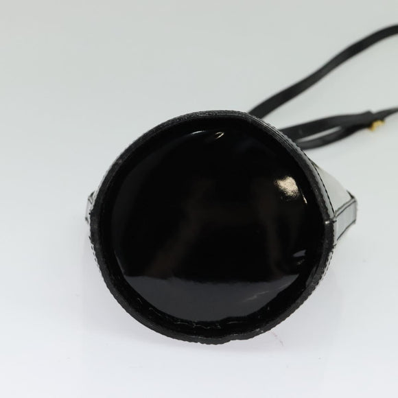 Salvatore Ferragamo Gancini Shoulder Bag Leather Vinyl Black Gold Auth MX425