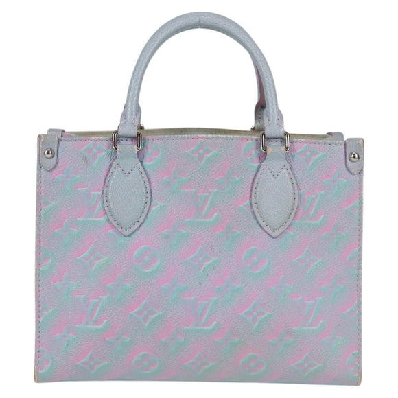 LOUIS VUITTON Monogram Empreinte On The Go PM Bag 2way Blue M46067 Auth MX449A