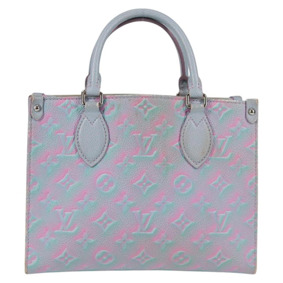 LOUIS VUITTON Monogram Empreinte On The Go PM Bag 2way Blue M46067 Auth MX449M