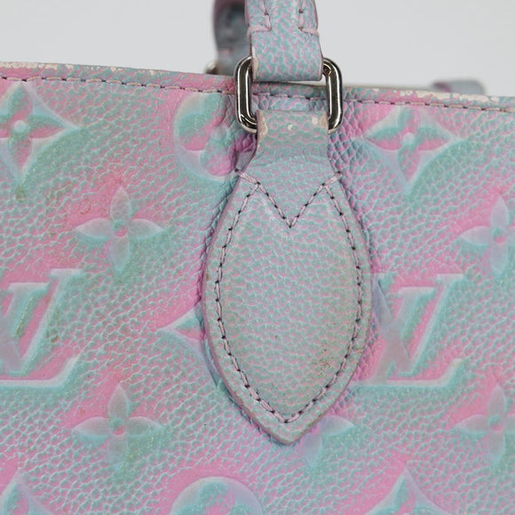 LOUIS VUITTON Monogram Empreinte On The Go PM Bag 2way Blue M46067 Auth MX449A