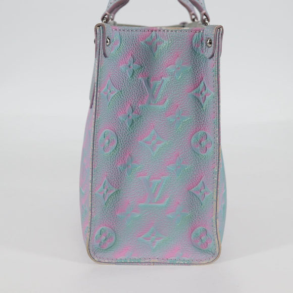 LOUIS VUITTON Monogram Empreinte On The Go PM Bag 2way Blue M46067 Auth MX449M
