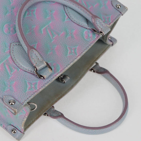 LOUIS VUITTON Monogram Empreinte On The Go PM Bag 2way Blue M46067 Auth MX449A