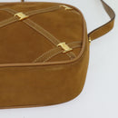 Salvatore Ferragamo Shoulder Bag Suede Brown Gold Auth MX453-14