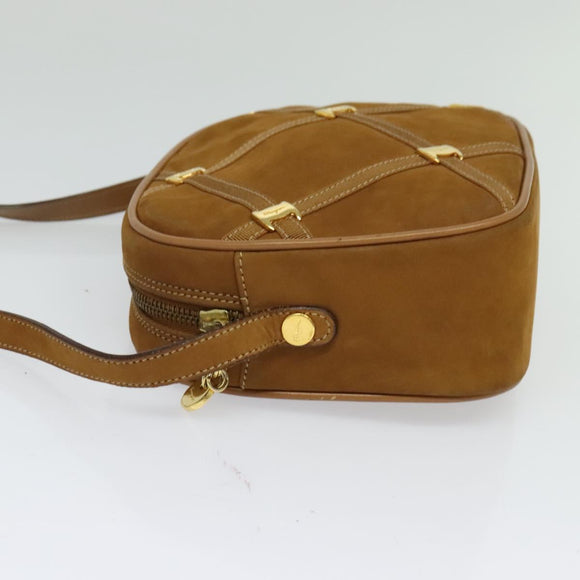 Salvatore Ferragamo Shoulder Bag Suede Brown Gold Auth MX453