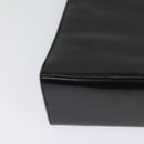 Salvatore Ferragamo Gancini Chain Shoulder Bag Leather Black Gold Auth MX455-12