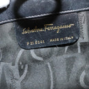 Salvatore Ferragamo Gancini Chain Shoulder Bag Leather Black Gold Auth MX455-15