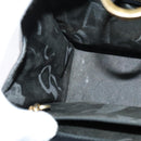 Salvatore Ferragamo Gancini Chain Shoulder Bag Leather Black Gold Auth MX455-18