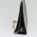 Salvatore Ferragamo Gancini Chain Shoulder Bag Leather Black Gold Auth MX455-4