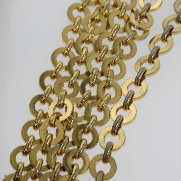 Salvatore Ferragamo Gancini Chain Shoulder Bag Leather Black Gold Auth MX455